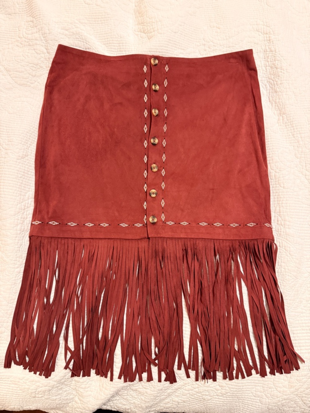 Shyanne burgundy, wine Fringe Button-Front Mini Skirt
